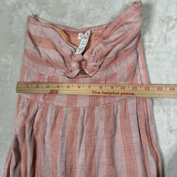 L Space Melody Dress Midi Strapless Tiered Cutout Pink Stripe Women's Size Small - Picture 8 of 9